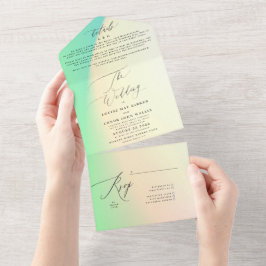 黒エレガントモダングラデーション絞り染め結婚ズ オールインワン招待状