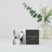 黒エレガントモダンサロン写真フォトカード 名刺 (スタンド正面)