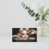 黒エレガントモダンサロン写真写真 名刺 (スタンド正面)