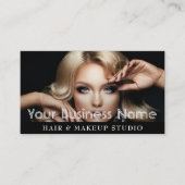 黒エレガントモダンサロン写真写真 名刺 (正面)