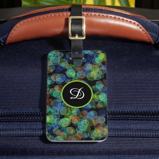 黒エレガントモダンシンプルカラフル ラゲッジタグ (正面インサイチュ2)