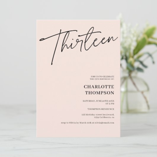 黒エレガントモダンシンプル赤面写真13 招待状 (スタンド正面)