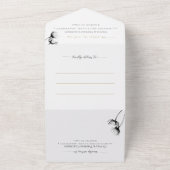 黒エレガントモダンフローラフォトウェディングRSVP オールインワン招待状 (外側)