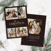 黒エレガントモダンメリークリスマス写真金ゴールド 箔シーズンカード