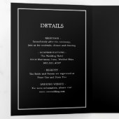 黒エレガントモダンモノグラシンプルム結婚 三つ折り招待状 (内部最初)