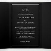 黒エレガントモダンモノグラシンプルム結婚 三つ折り招待状 (内部中)