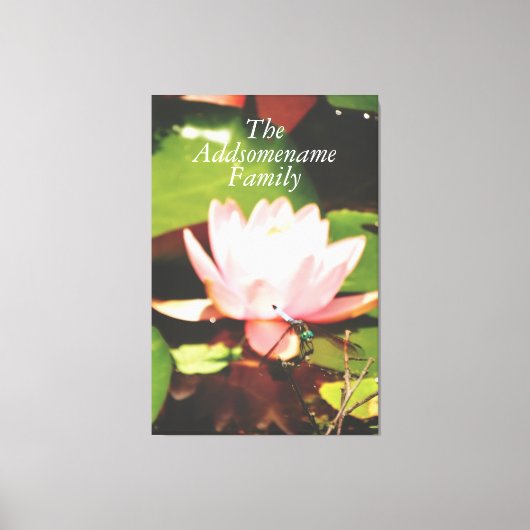 黒エレガントモダン写真ファミリフローラスクリプト キャンバスプリント (正面)