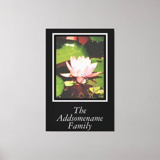黒エレガントモダン写真ファミリフローラスクリプト キャンバスプリント (正面)