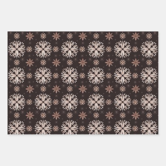 黒エレガントモダン冬またはホリデーボタニカル ラッピングペーパーシート (正面)