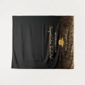 黒エレガントモダン卒業写真の背景 タペストリー (正面(横))