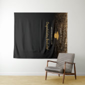 黒エレガントモダン卒業写真の背景 タペストリー (インサイチュ(横))