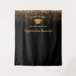 黒エレガントモダン卒業写真の背景 タペストリー