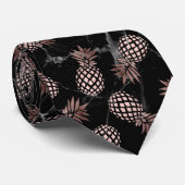 黒エレガントモダン大理石バラ金ゴールドパイナップル ネクタイ (ロール)