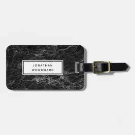 黒エレガントモダン大理石パーソナライズされた ラゲッジタグ