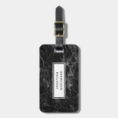 黒エレガントモダン大理石パーソナライズされた ラゲッジタグ (正面縦)