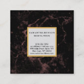 黒エレガントモダン大理石フェイク金ゴールド枠 スクエア名刺 (裏面)