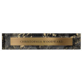 黒エレガントモダン大理石ブラシ付き金箔 デスクネームプレート (正面)