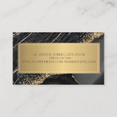 黒エレガントモダン大理石金ゴールドシークイン 名刺 (裏面)