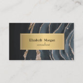 黒エレガントモダン大理石金ゴールド 名刺 (正面)