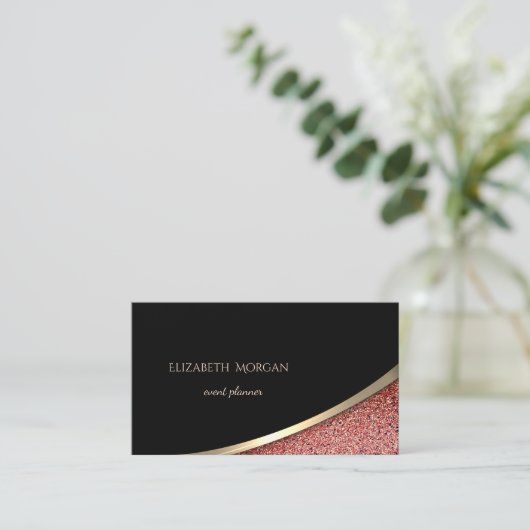 黒エレガントモダン大理石 名刺 (スタンド正面)