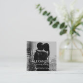 黒エレガントモダン字フォトミニマルQRコード スクエア名刺 (スタンド正面)