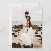 黒エレガントモダン枠のカップル写真結婚 セーブザデート (裏面)