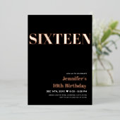 黒エレガントモダン甘16タイポグラフィ 箔招待状 (立ち正面)