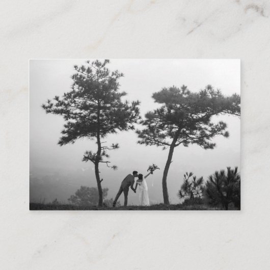 黒エレガントモダン白の写真結婚詳細 エンクロージャーカード (裏面)