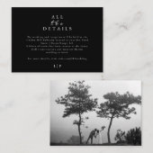 黒エレガントモダン白の写真結婚詳細 エンクロージャーカード (正面/裏面)