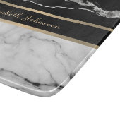 黒エレガントモダン白の大理石金ゴールドストライプ カッティングボード (角)