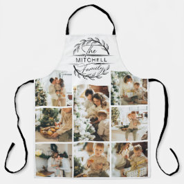黒エレガントモダン白の家族の写真コラージュ エプロン