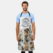 黒エレガントモダン白の家族の写真コラージュ エプロン (着用した状態)