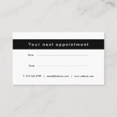 黒エレガントモダン白アポイントメント 予約カード (裏面)