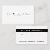 黒エレガントモダン白アポイントメント 予約カード (正面/裏面)