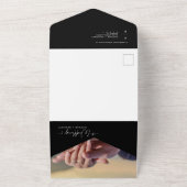 黒エレガントモダン白アーチQRコード写真 オールインワン招待状 (外側)