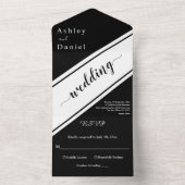 黒エレガントモダン白シック結婚ズ オールインワン招待状 (内側)