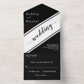 黒エレガントモダン白シック結婚ズ オールインワン招待状 (内側)