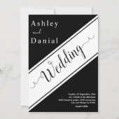 黒エレガントモダン白シック結婚ズ 招待状 (正面)