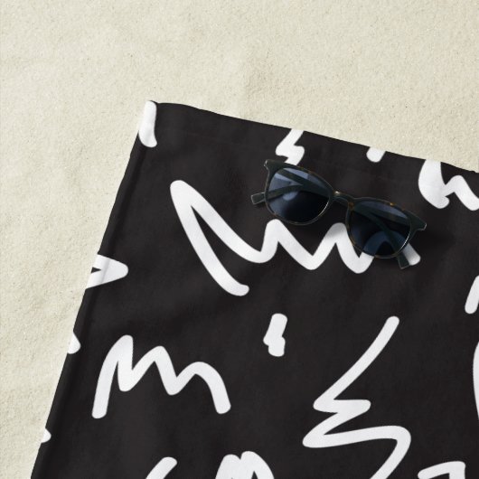 黒エレガントモダン白ビーチタオル ビーチタオル (インサイチュ)