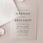 黒エレガントモダン白ミニマル結婚リスト アクリル招待状