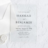 黒エレガントモダン白ミニマル結婚リスト アクリル招待状