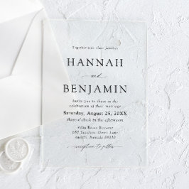 黒エレガントモダン白ミニマル結婚リスト アクリル招待状