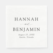 黒エレガントモダン白ミニマル結婚リスト スタンダードランチョンナプキン (正面)