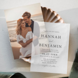 黒エレガントモダン白ミニマル結婚リスト ベラム紙招待状