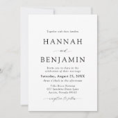 黒エレガントモダン白ミニマル結婚リスト 招待状 (正面)