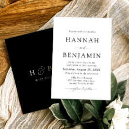 黒エレガントモダン白ミニマル結婚リスト 招待状