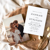 黒エレガントモダン白ミニマル結婚リスト 招待状