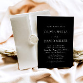 黒エレガントモダン白ミニマル結婚リスト 招待状