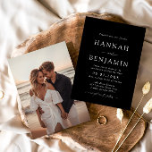 黒エレガントモダン白ミニマル結婚リスト 招待状