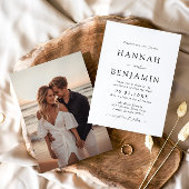 黒エレガントモダン白ミニマル結婚リスト 招待状